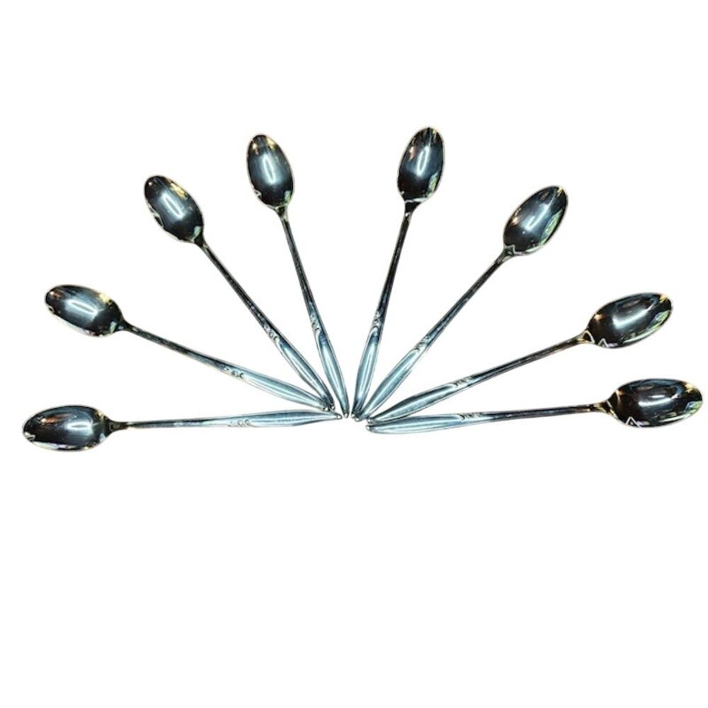 9 KENWOOD Stainless Flatware Forever Rose 7 1/2" ICED TEA SPOONS Long Handle